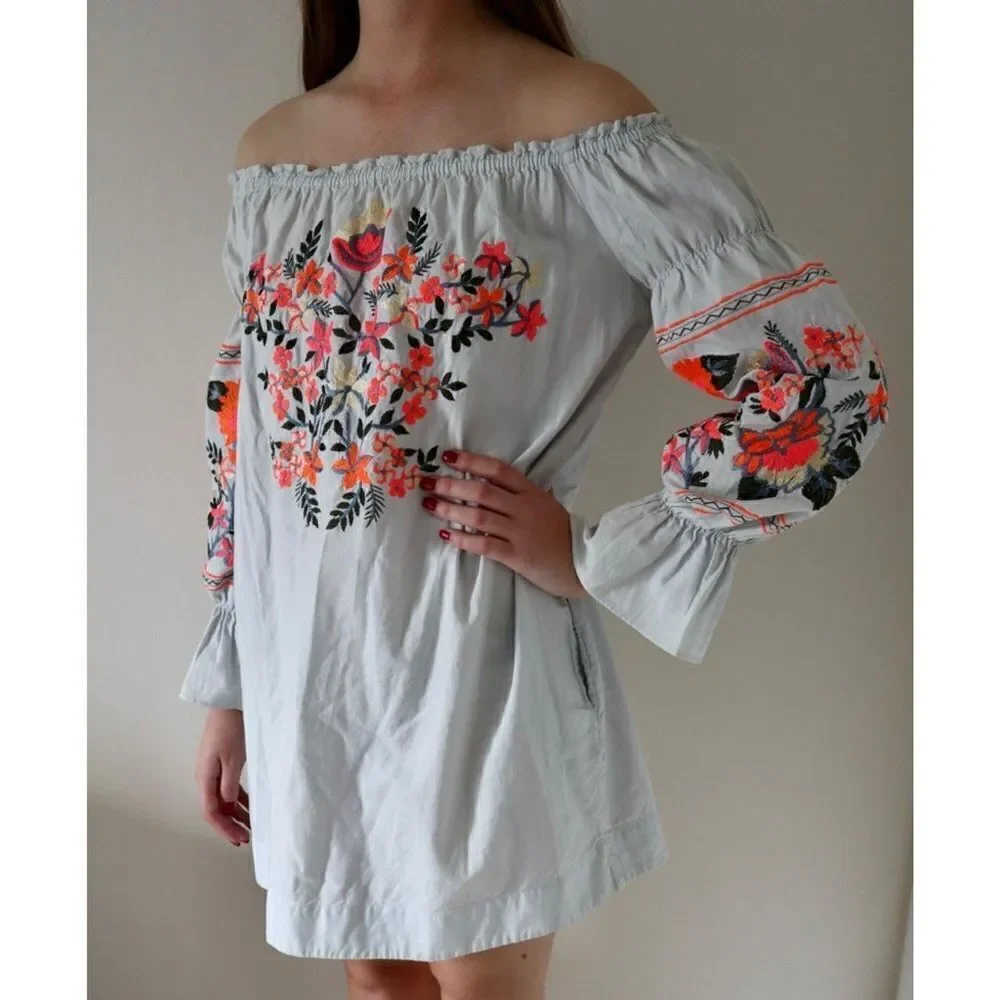 Free People Fleur Du Jour Off-The-Shoulder Mini Dress size  L